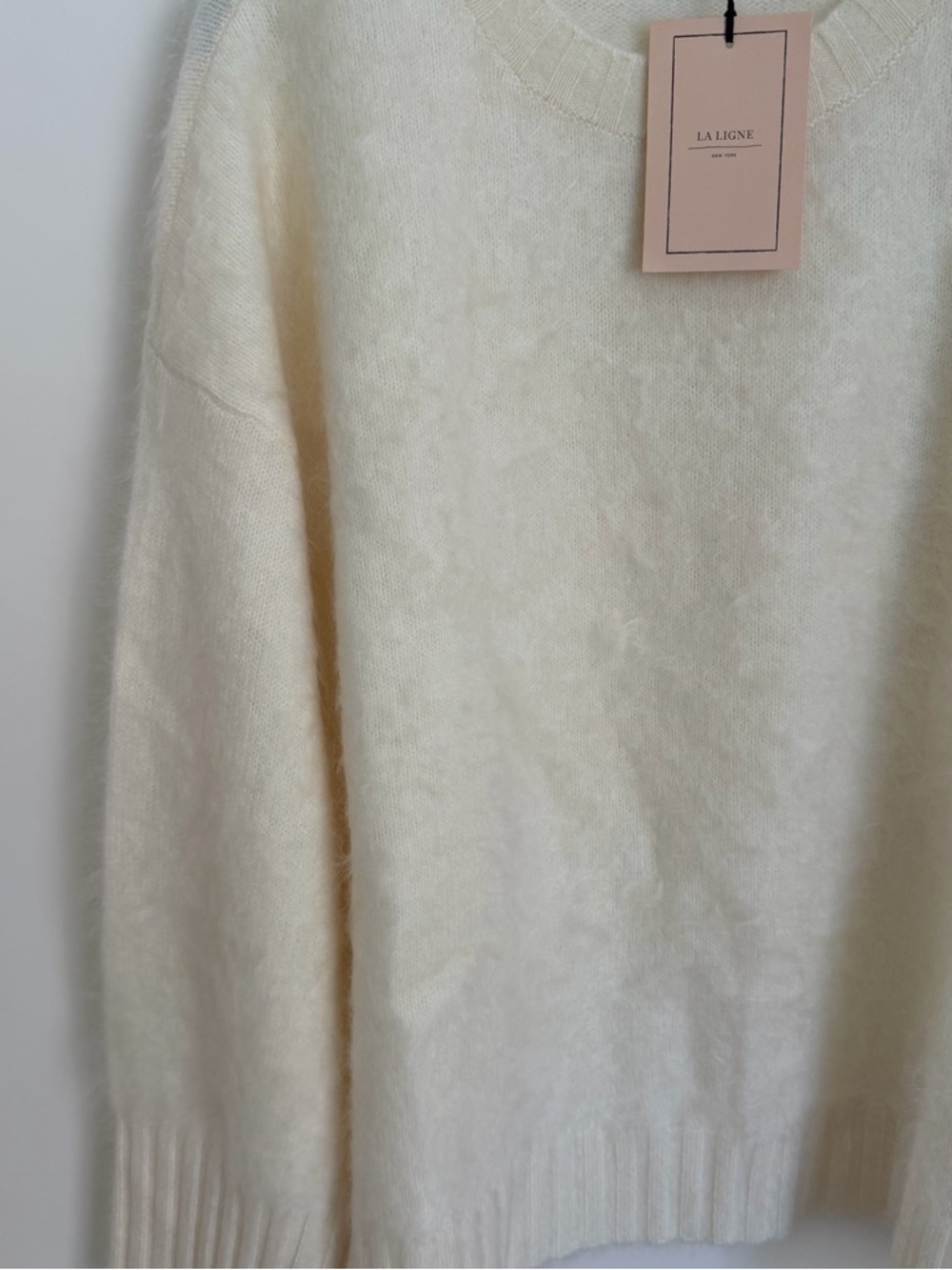 La Ligne Cream Cashmere Teddy Sweater - Picture 3 of 3